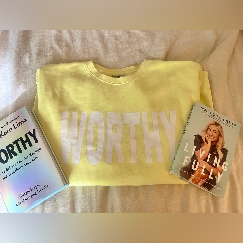 Living Fully Co. Worthy Sweatshirt & Books
